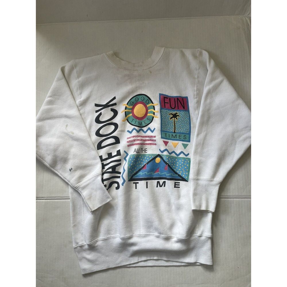 Miller Vtg  Summer Palm Tree Beach Water 80s Crewneck Sweatshirt Mens Size‎ M